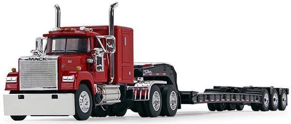 First Gear's 1:64th Scale Mack Super-Liner with Tri-Axle Lowboy Trailer (Red/Black)