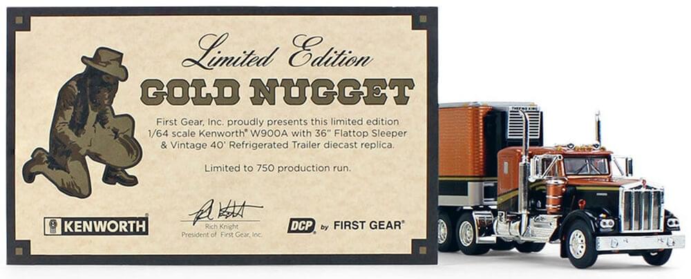 1:64th Scale Kenworth W900A Gold Nugget Signature Edition with 40' Reefer Van Trailer