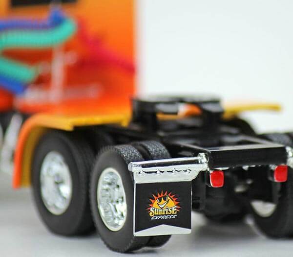 1:64th Scale Peterbilt 359 with 53' Wilson Road Brute Flatbed Trailer Ron Kelsey's Trucking Sunrise Express