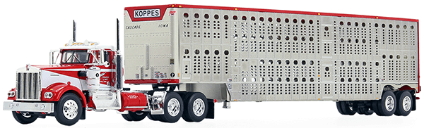 1:64th Scale Kenworth W900A with 53' Livestock Trailer for Koppes Truck Line